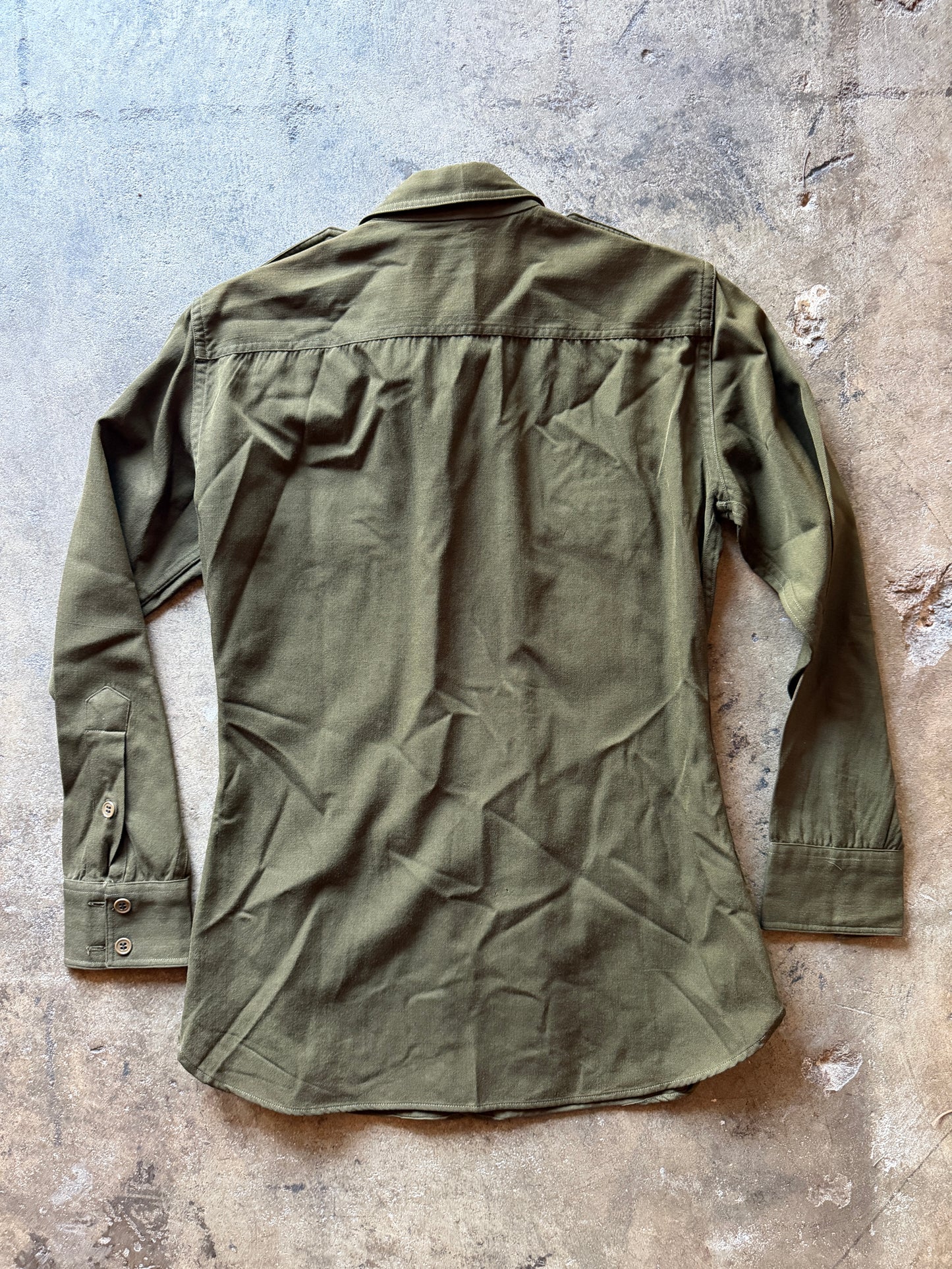 Vintage 1940s–50s Military / Work Shirt — Olive Wool Gabardine
