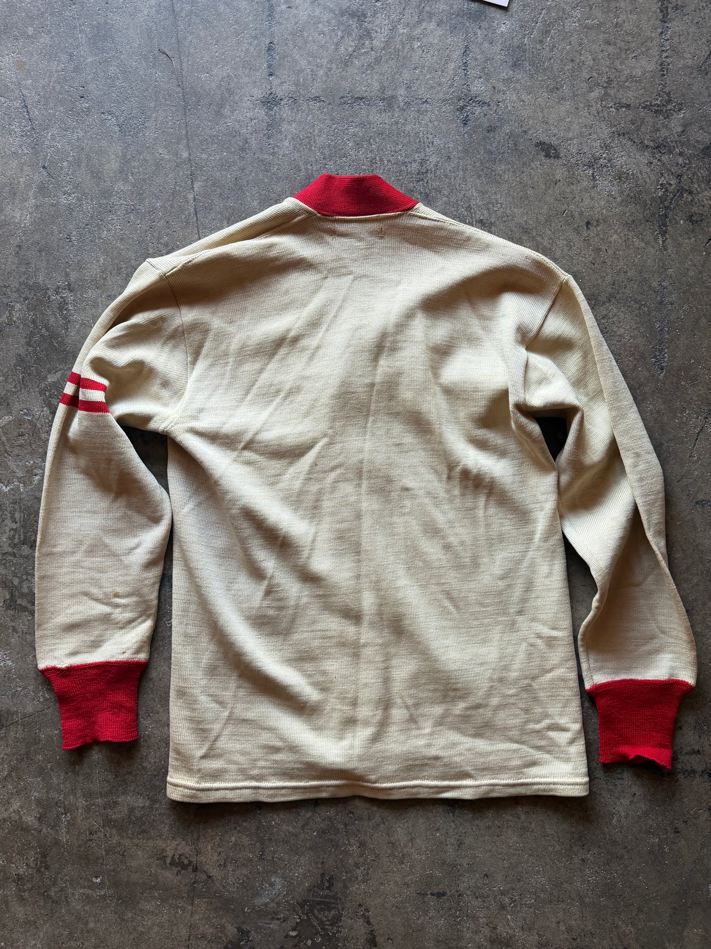 Vintage 1950s Wool Letterman Cardigan – Red & Cream