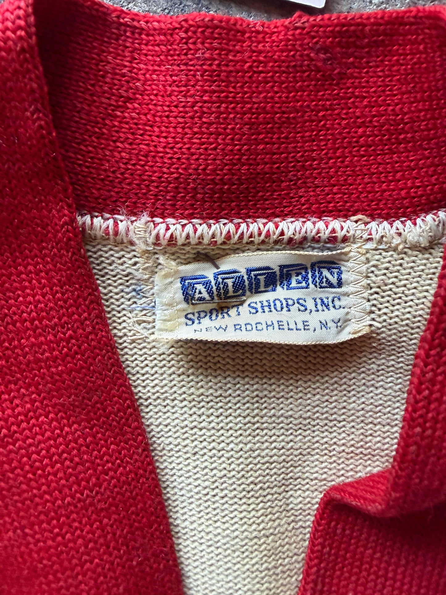 Vintage 1950s Wool Letterman Cardigan – Red & Cream