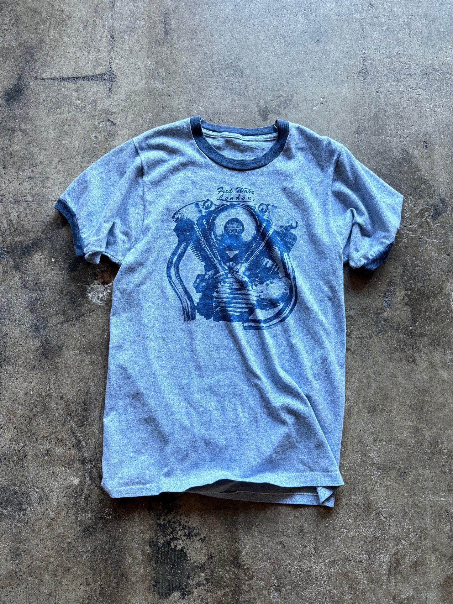 Vintage 1970s Fred Warr London Harley-Davidson Ringer T-Shirt