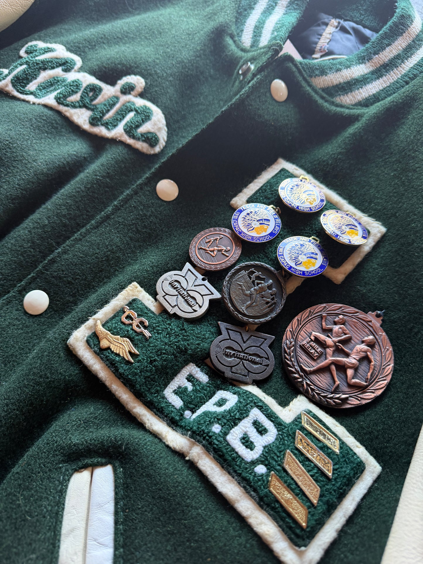 Vintage 1983 High School Letterman Jacket – “Lakers” – Wool & Leather – Medal-Loaded Varsity
