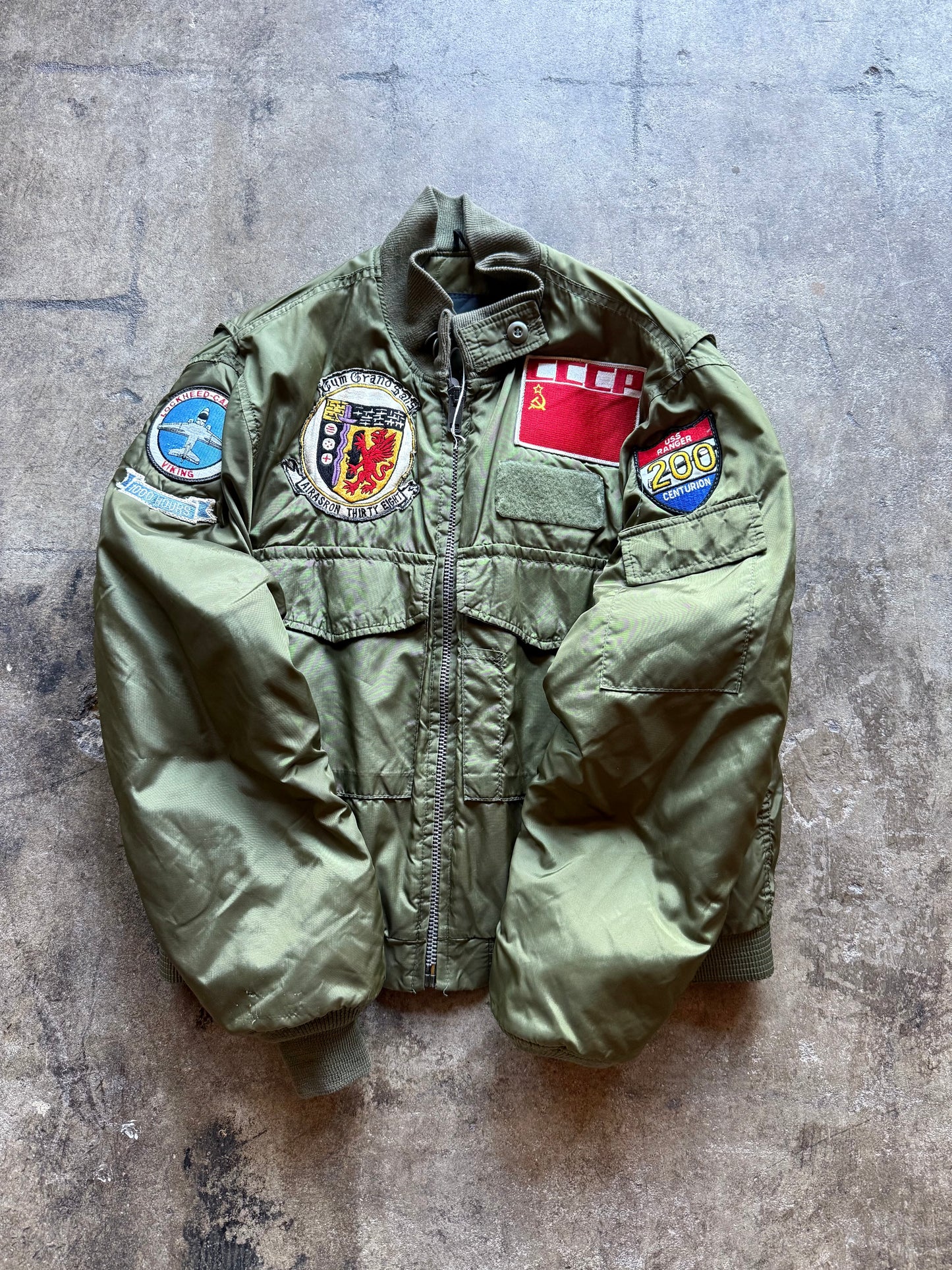 Vintage 1970s Patched Navy Flight Jacket – USS Ranger (CV-61)